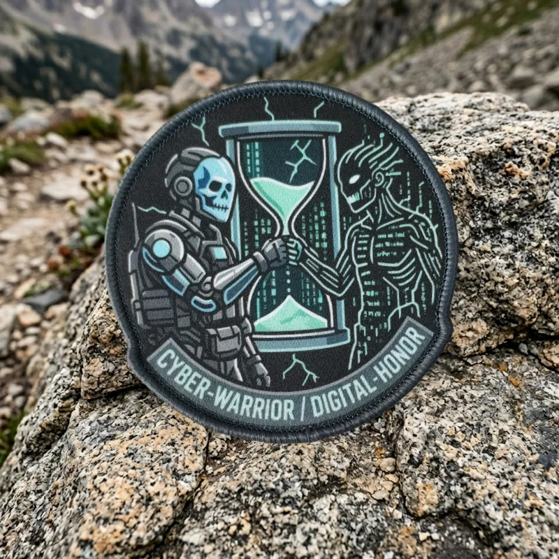 Parche calavera Cyber Digital Honor – táctico para chaleco MOLLE - imagen 4