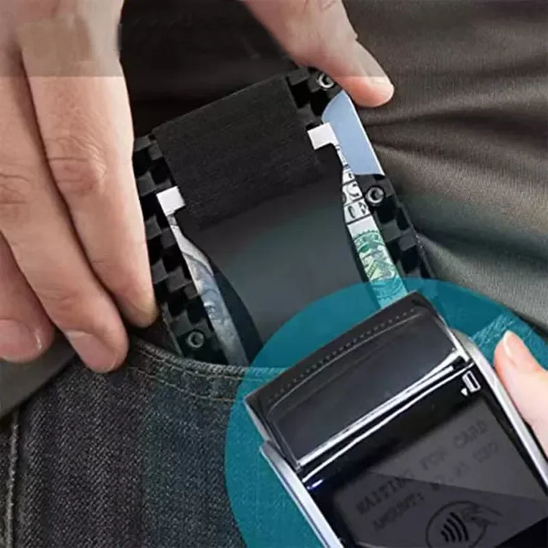 Cartera tarjetero fibra de carbono RFID con bloqueo y clip correa - imagen 2