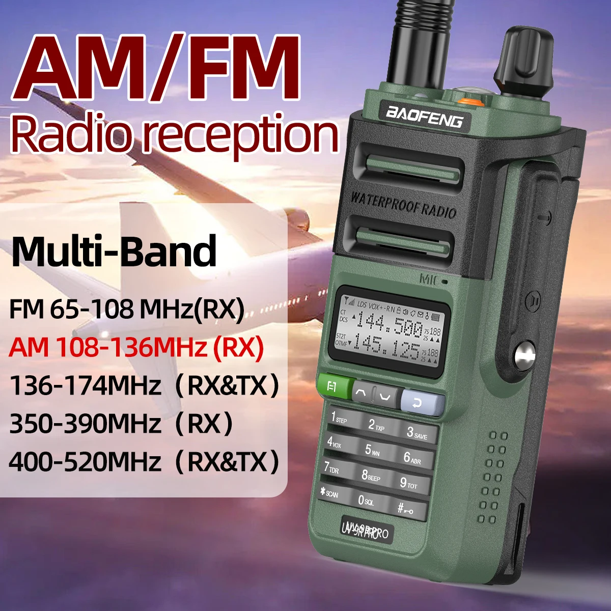 Baofeng UV-9R PRO walkie talkie impermeable resistente bidireccional - imagen 2