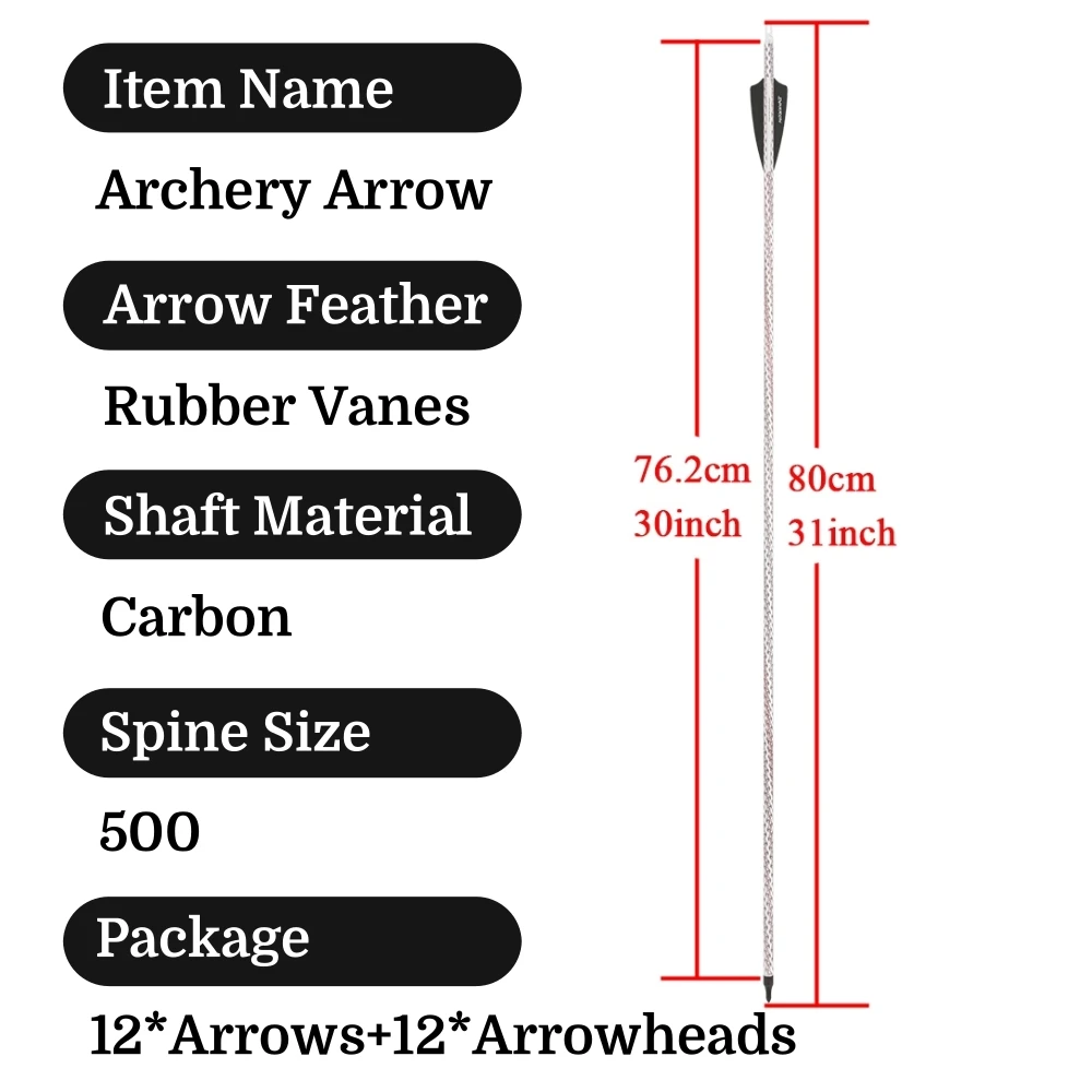 Spine500 Flechas de Carbono Mixto para Caza, Puntas fijas acero inox - imagen 3
