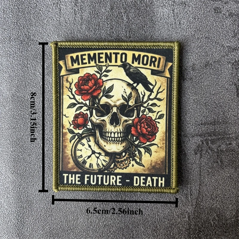 MEMENTO MORI parche táctico calavera estampada gancho y bucle - imagen 5