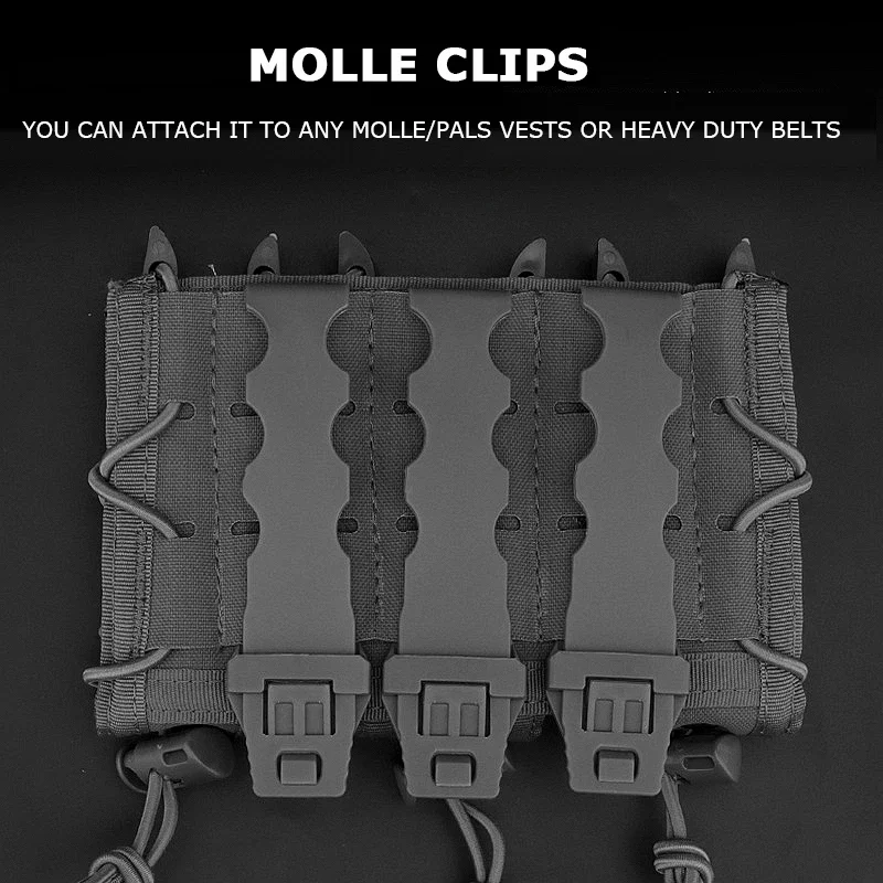 Funda táctica MOLLE para cargadores de pistola con soporte linterna - imagen 4