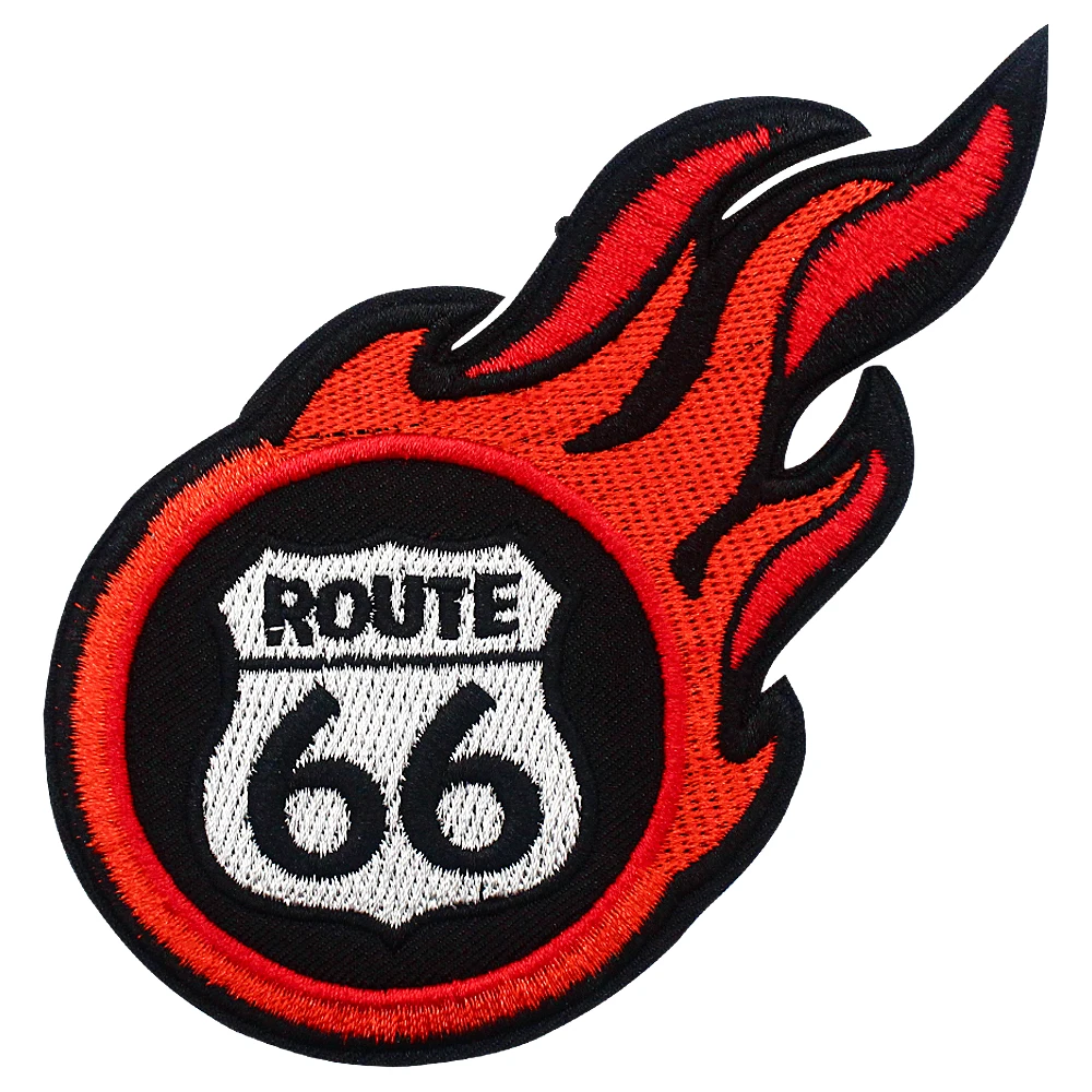 Parche bordado Route 66 termoaplicable cosido para chaquetas