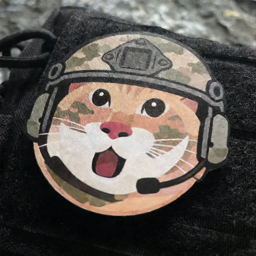 Parche Hakimi gato casco camuflaje táctico – Mochila y ropa - imagen 4
