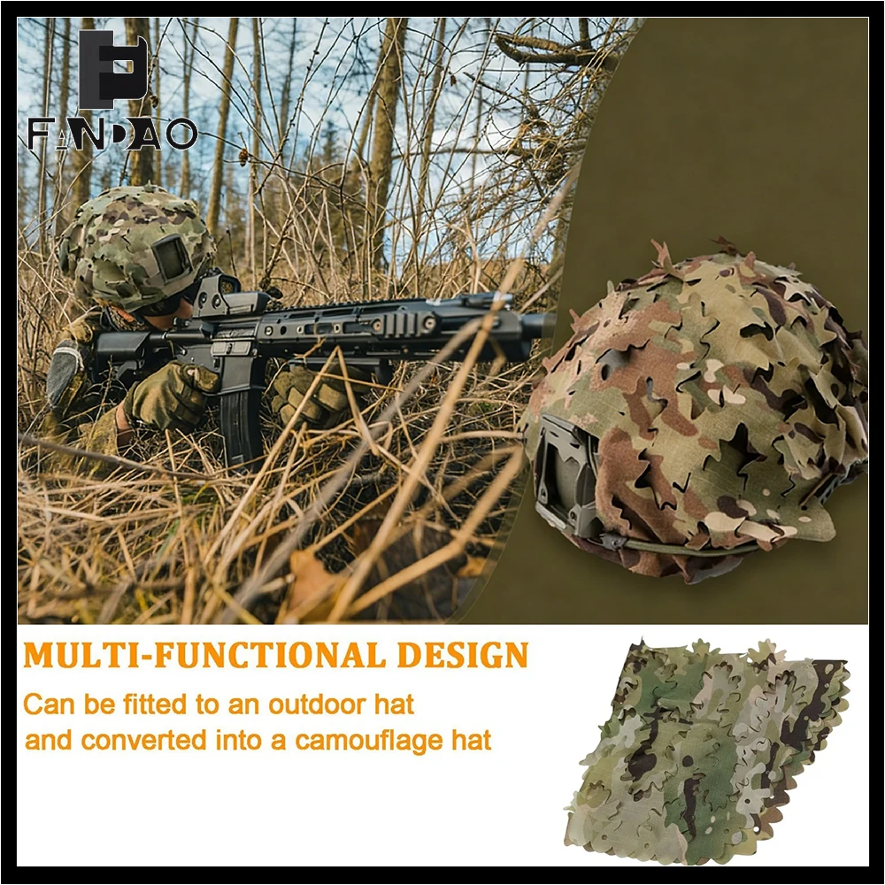 Funda táctica para casco malla transpirable y camuflaje ajustable - imagen 3