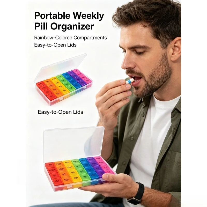 Pastillero modular de plástico PP para organización semanal, vitaminas - imagen 4