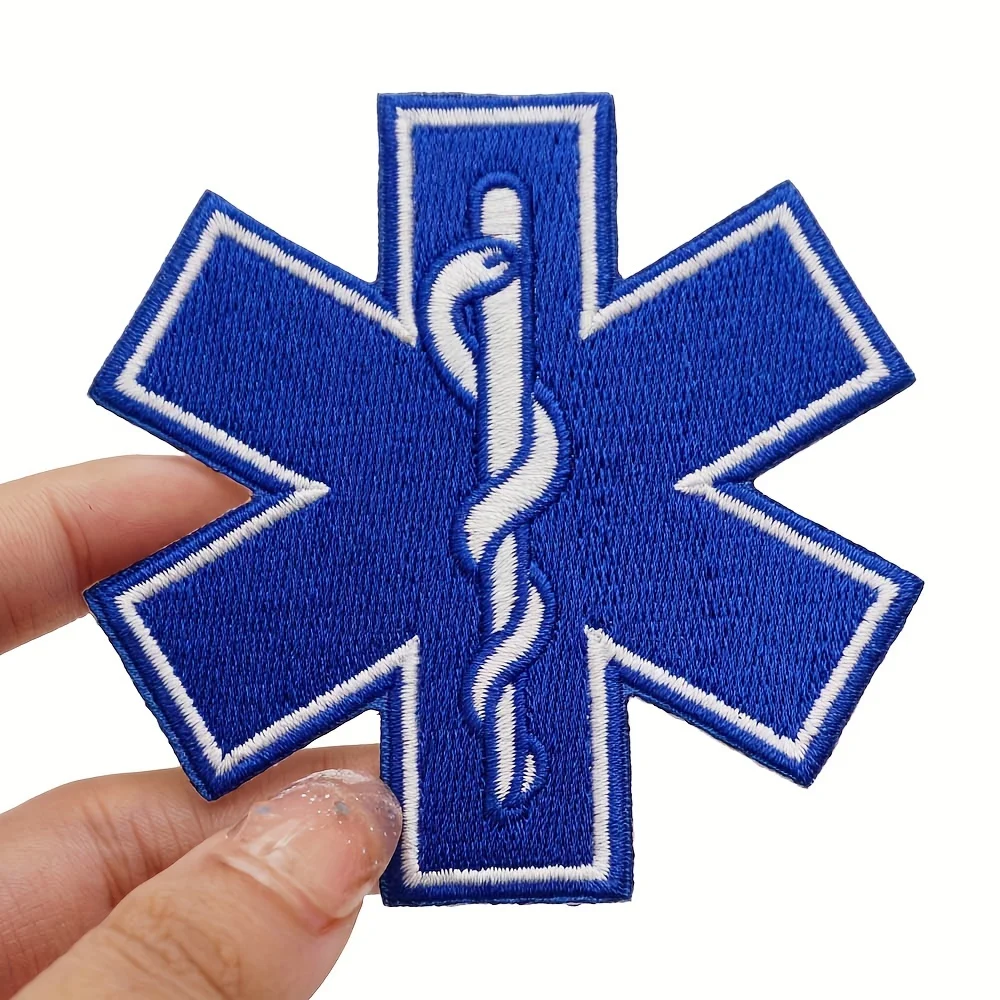 Parche táctico Star of Life bordado en fondo oscuro