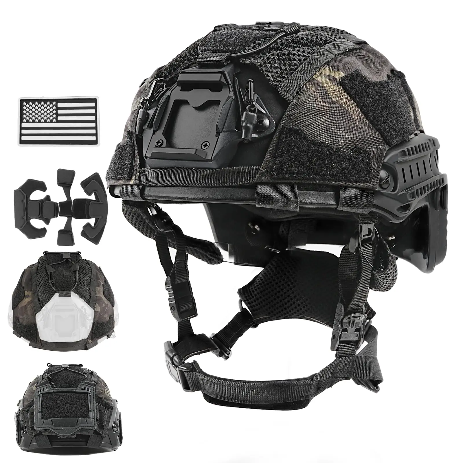 Casco táctico ajustable para airsoft con bolsa de contrapeso y funda - imagen 2