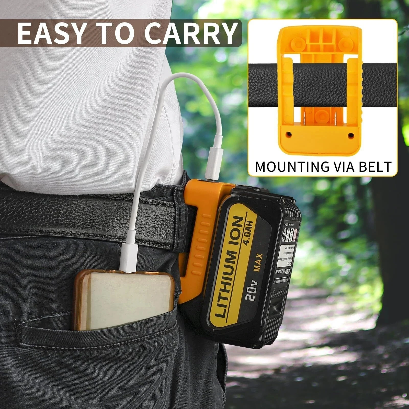 DeWalt 18V power bank USB-C para batería litio y carga móvil - imagen 5
