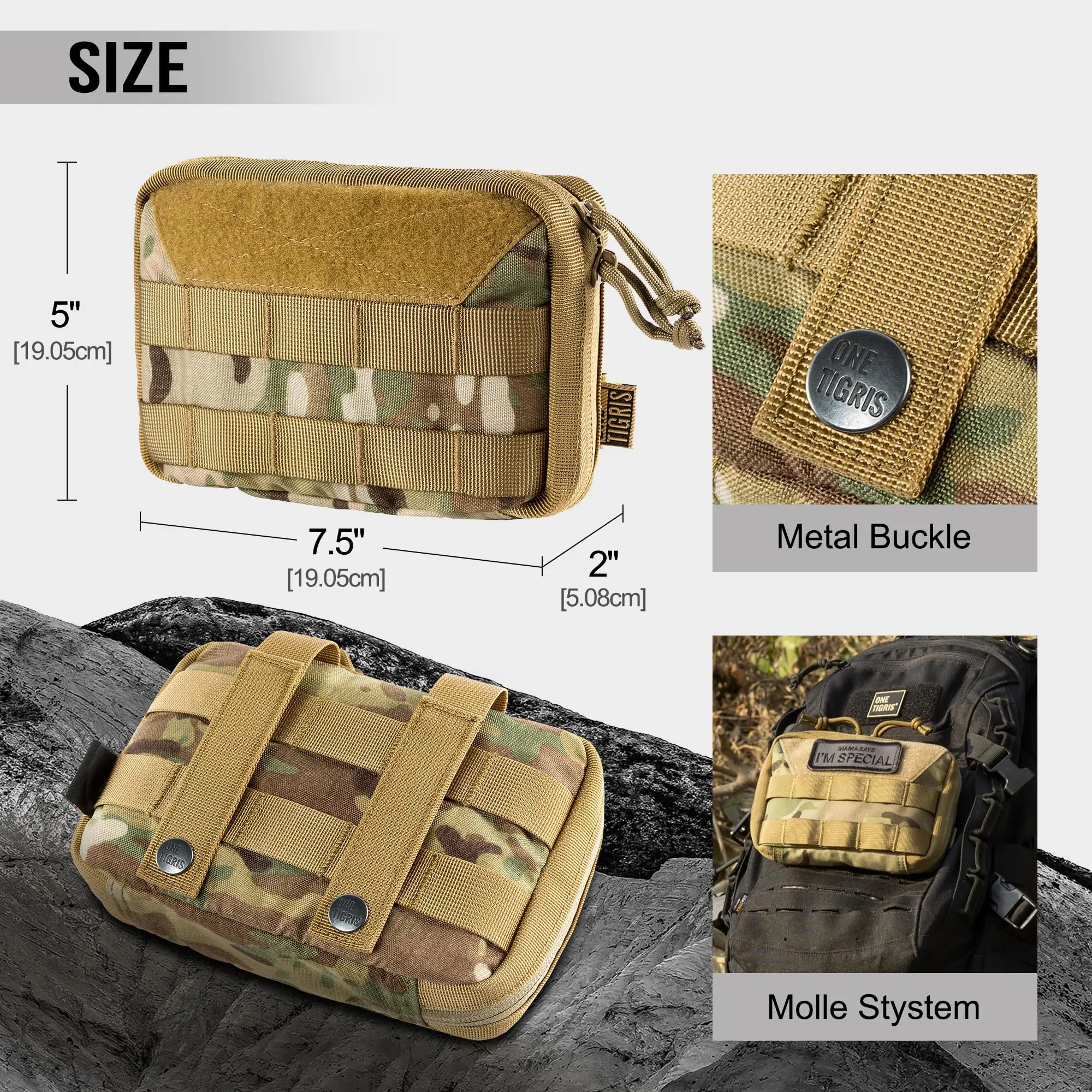 OneTigris Bolsa táctica MOLLE para cinturón con cierre EDC