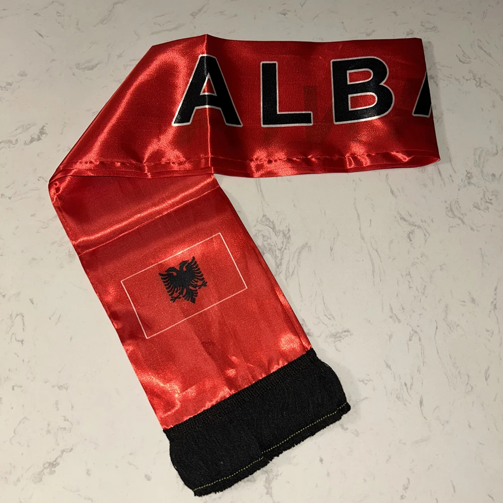 Bufanda de Albania satén doble cara estampada con borlas - imagen 2