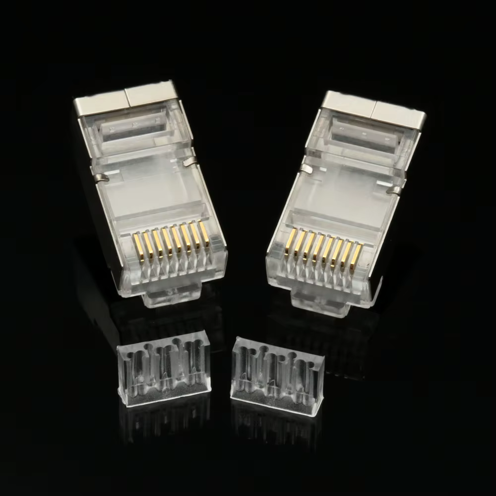 Conector RJ45 Cat6 STP blindado 8P8C azul modular - imagen 2