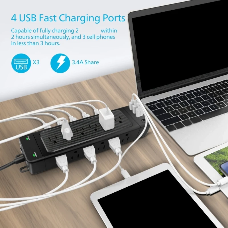 Regleta eléctrica con protección contra sobretensiones y cable largo - imagen 5
