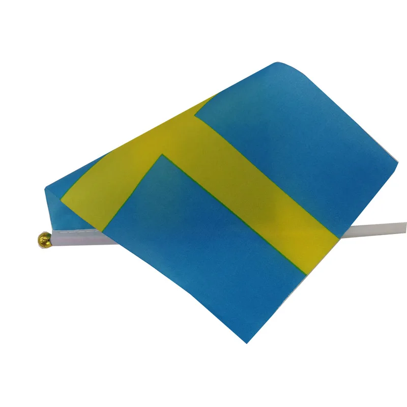 Bandera sueca de mano con asta ondulada para exterior - imagen 3