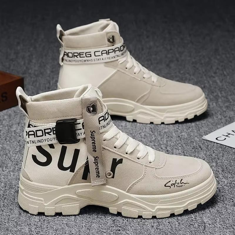 Botas tácticas de cuero altas punta redonda para hombre - imagen 2