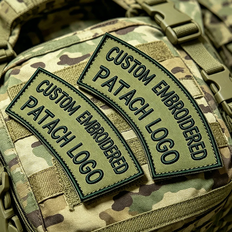 Ejemplo de parche con acabado bordado y estilo táctico