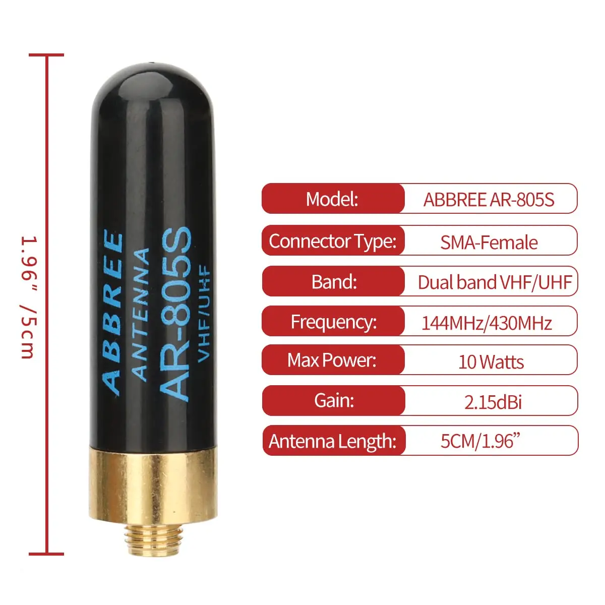 Antena ABBREE AR-805S detalle del conector SMA-hembra