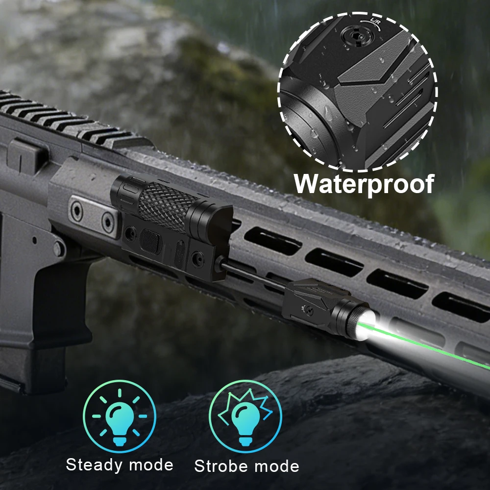 Linterna táctica para pistola con mira láser verde recargable - imagen 2
