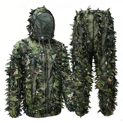 Traje camuflaje hojas ripstop transpirable para caza, airsoft y fauna