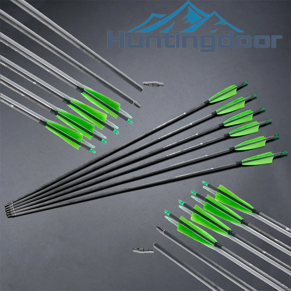 Flechas de carbono 6,2mm Spine 400 pluma verde fluor para arco - imagen 3