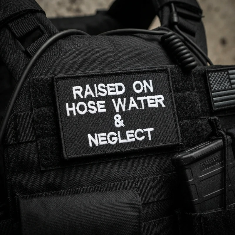 Parche táctico con velcro "Crecido con agua de grifo y negligencia" - imagen 5
