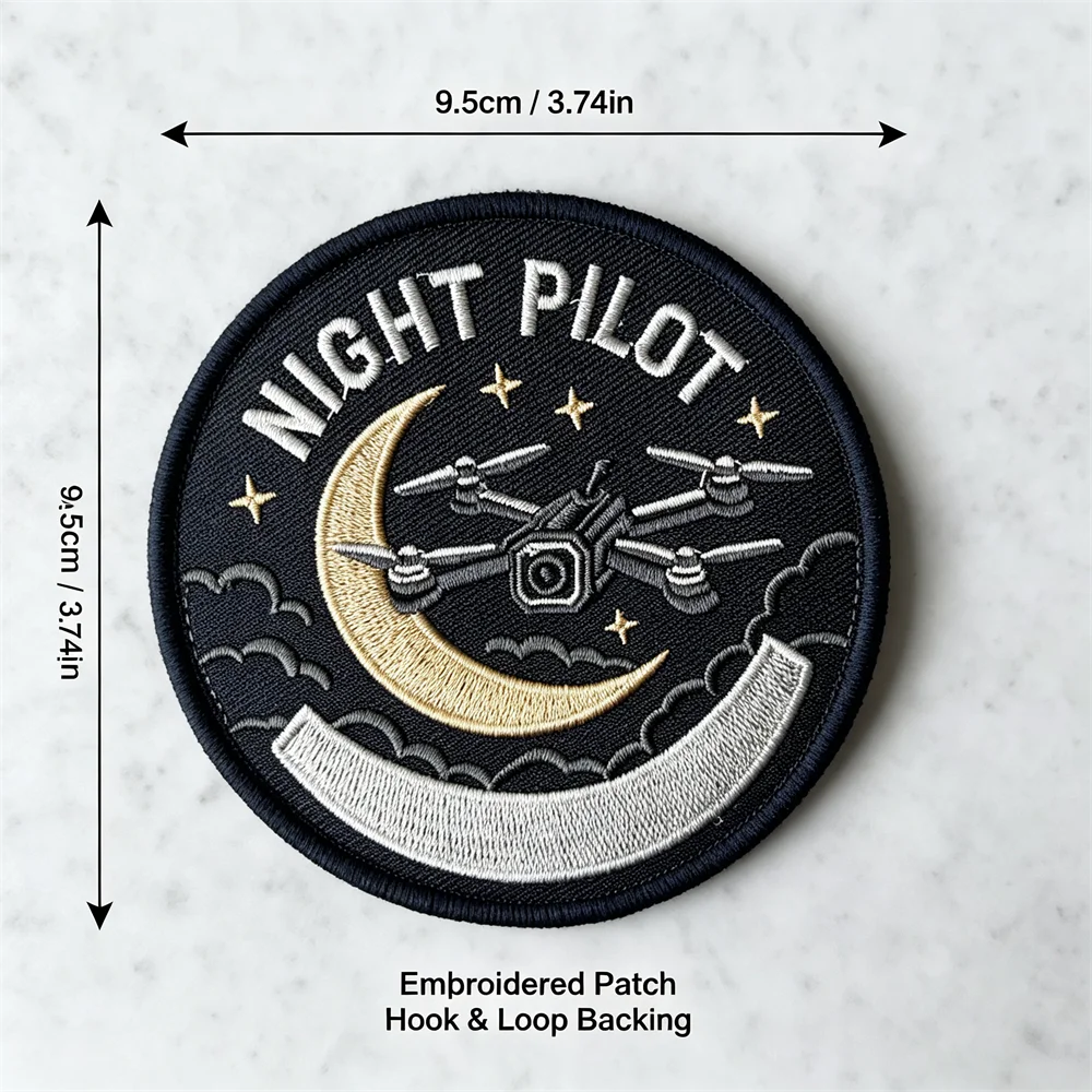 Parche táctico bordado Luna y Estrella para piloto de dron nocturno - imagen 3