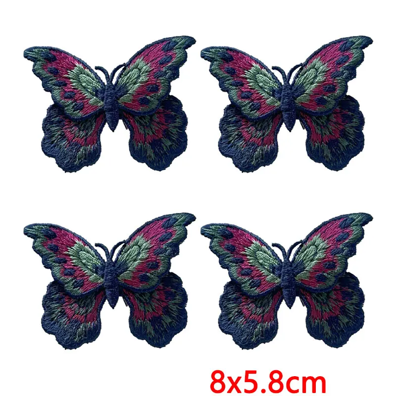 Parche bordado mariposa azul turquesa degradado vintage para coser - imagen 3