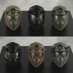 Casco táctico con gafas protectoras y protector bucal para airsoft