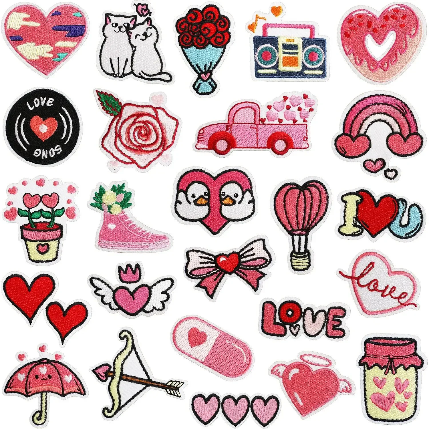 Parches románticos para planchar con motivos de amor