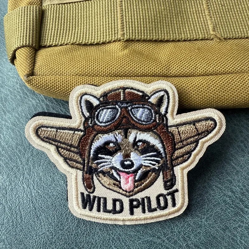 Parche táctico bordado mapache con velcro, insignia para mochila - imagen 2