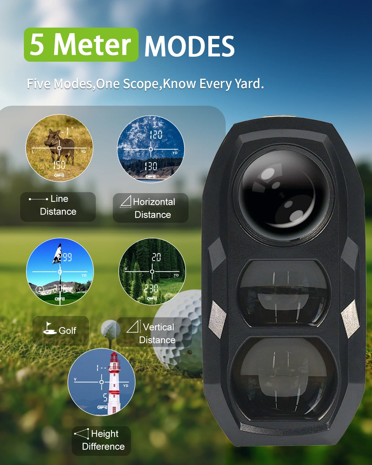 Telémetro láser ARTBULL 650m modo pendiente para caza y golf - imagen 4