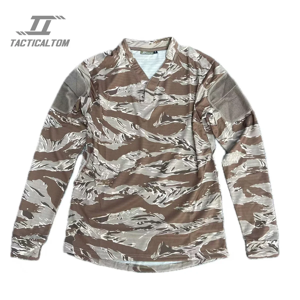 Desert Tiger Spot camiseta táctica secado rápido transpirable cuello V