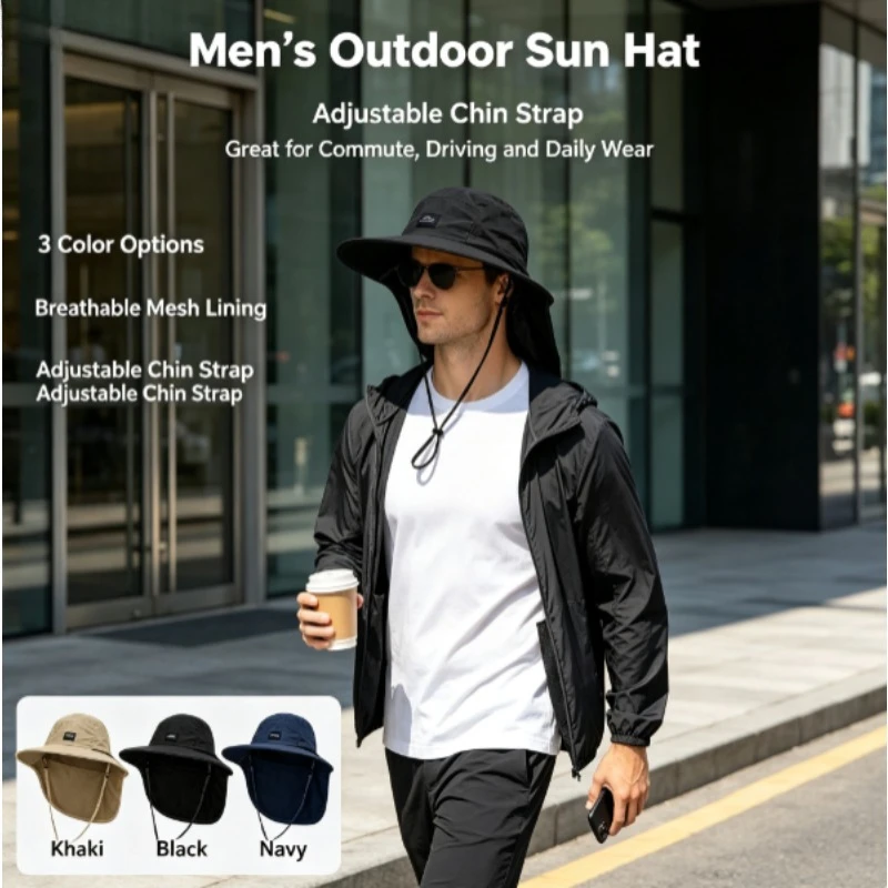 Sombrero de sol con protección UV y solapa cuello transpirable