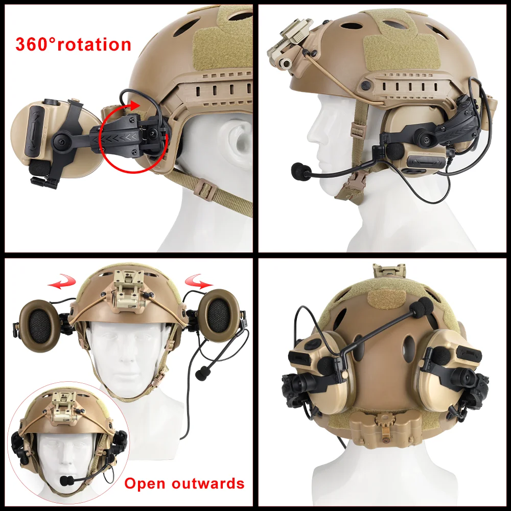 ZTAC auriculares tácticos para casco Pelto Comta II con riel arco - imagen 3