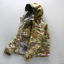 Chaqueta militar acolchada impermeable con capucha de invierno