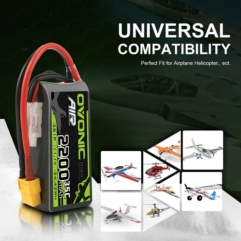 OVONIC Batería LiPo 3S 11.1V 2200mAh 35C XT60 drone FPV - imagen 5
