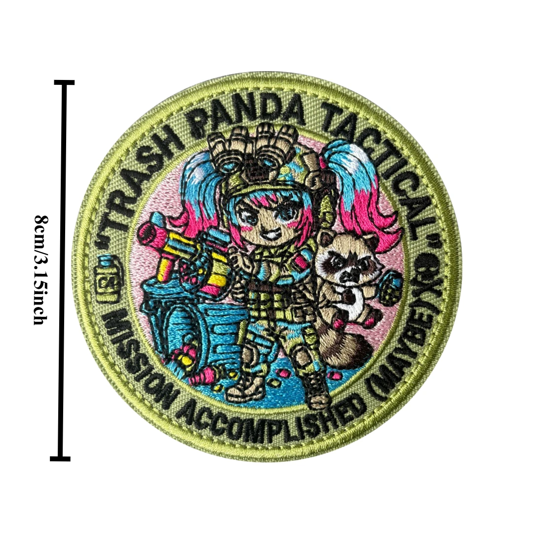 Parche bordado mapache kawaii anime – Gancho y bucle para mochila - imagen 3