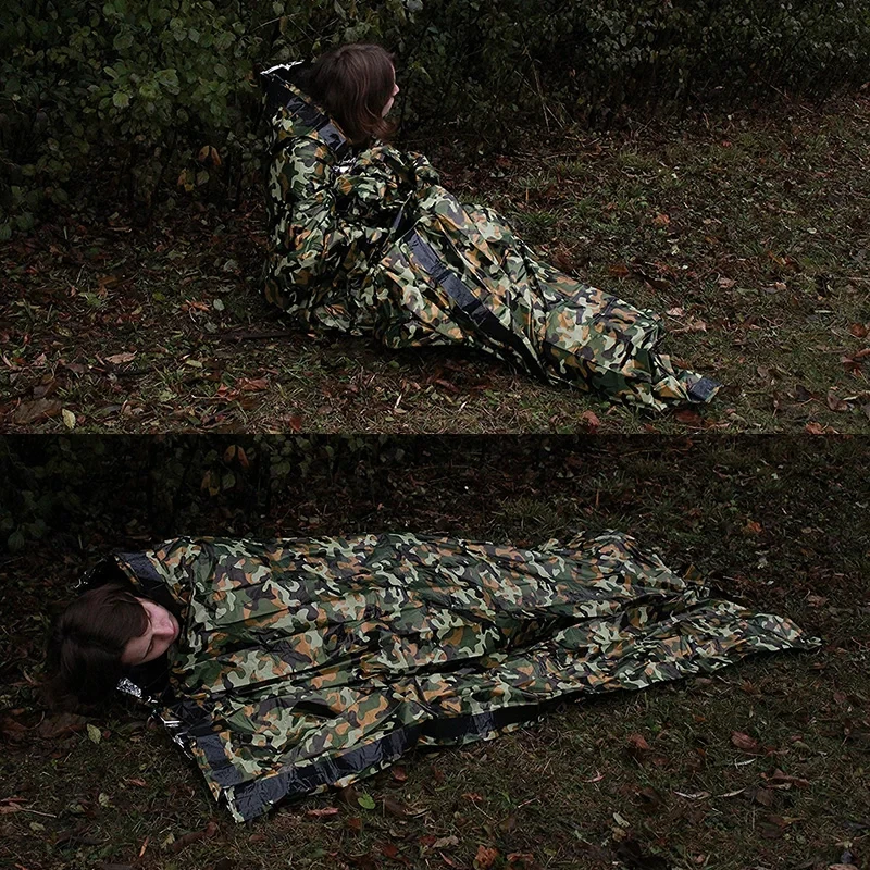 Manta térmica supervivencia camuflaje – Impermeable reusable - imagen 5