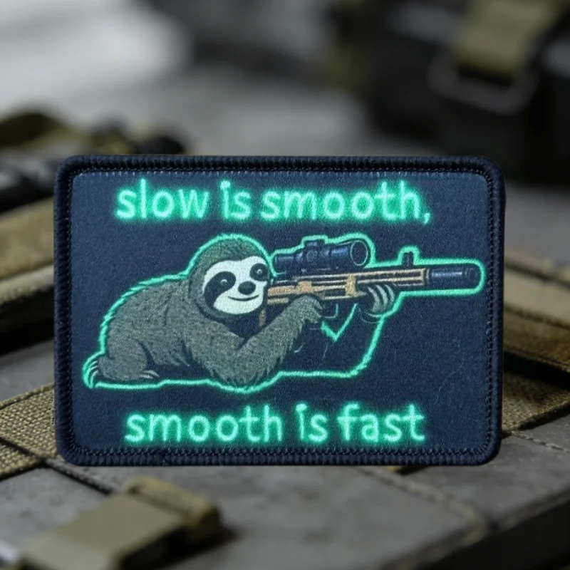 Parche táctico bordado Slow Is Smooth, velcro gancho y bucle - imagen 3