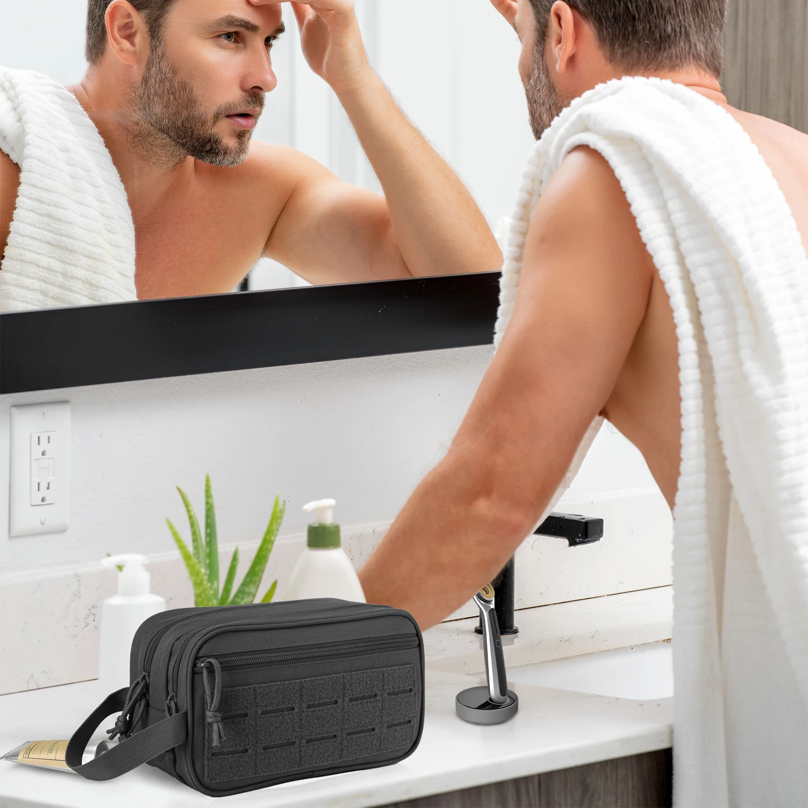 Neceser táctico hombre MOLLE para viaje afeitado e higiene - imagen 5
