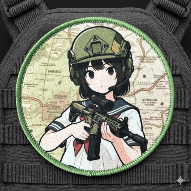 Parche táctico con chica estilo anime y velcro para chaqueta