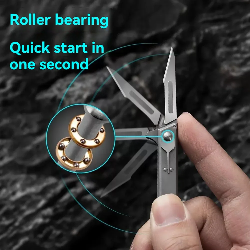 Cuchillo plegable EDC de apertura rápida en titanio para bolsillo - imagen 3