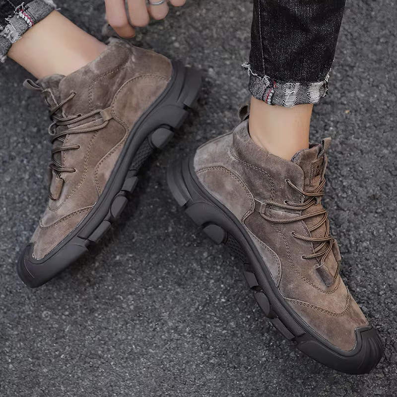 HIKEUP Botas militares de cuero impermeables para hombre Trekking - imagen 3