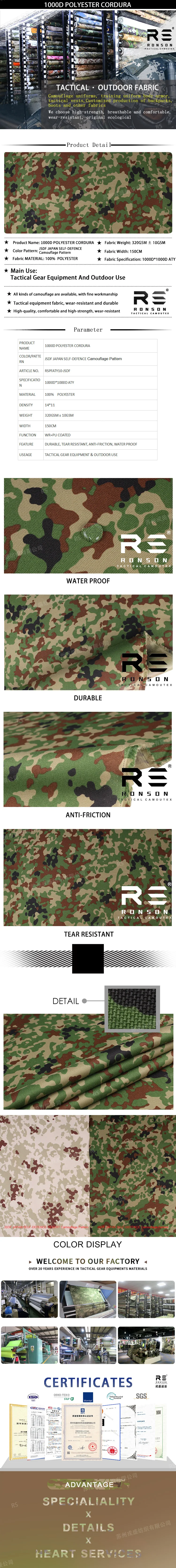 Tela de Cordura táctica con camuflaje forestal y acabado resistente
