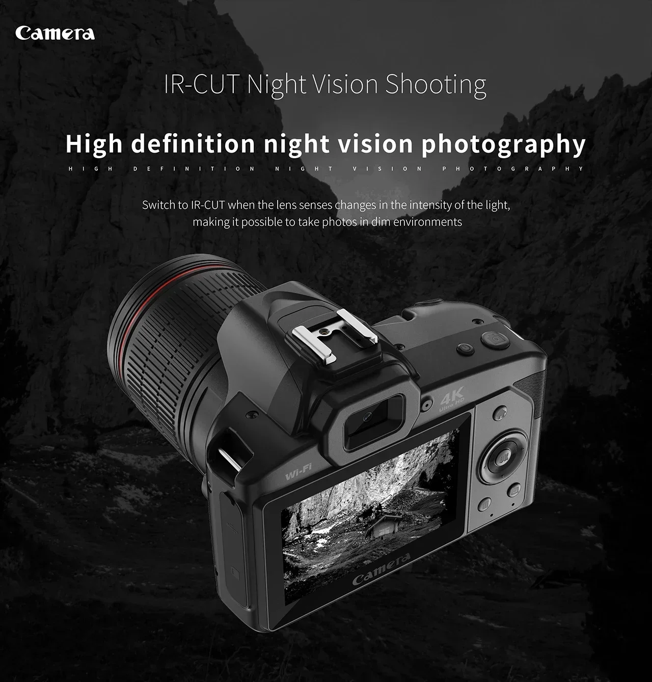 Cámara Ultra HD con WiFi, visión nocturna IR y lapso de tiempo