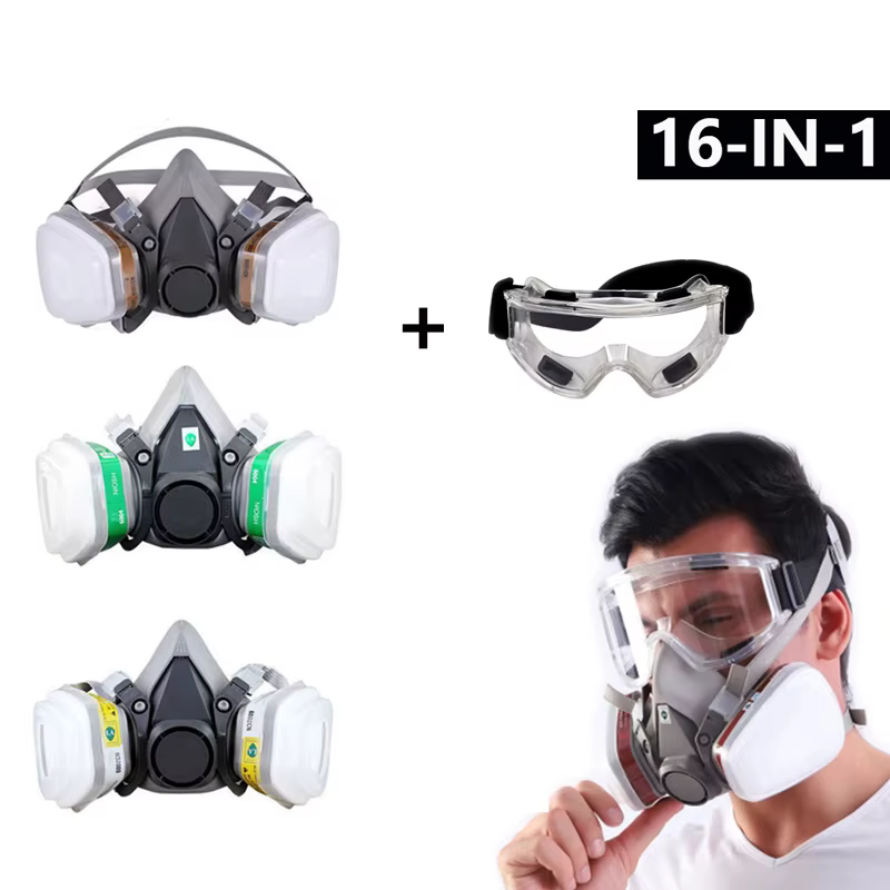 Respirador industrial 6200 con gafas y filtros antiniebla - imagen 2