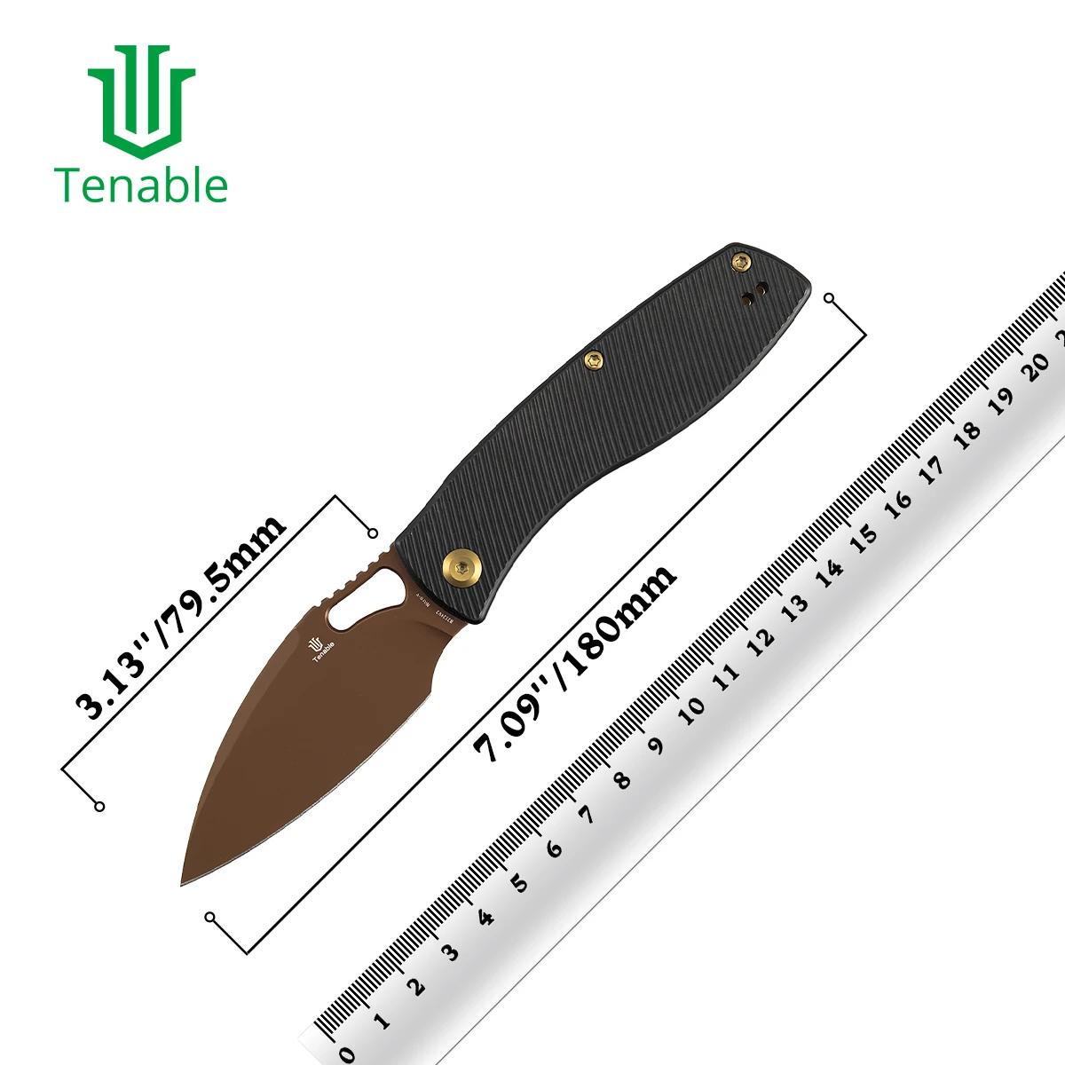 Tenable Heron cuchillo plegable EDC hoja de Damasco Nitro V G10