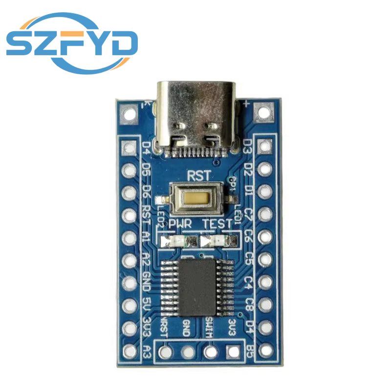 Placa STM8S103F3P6 conectada para depuración