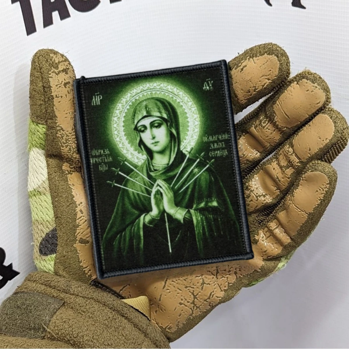 Parche táctico Virgen María impreso con gancho y bucle para mochila - imagen 2