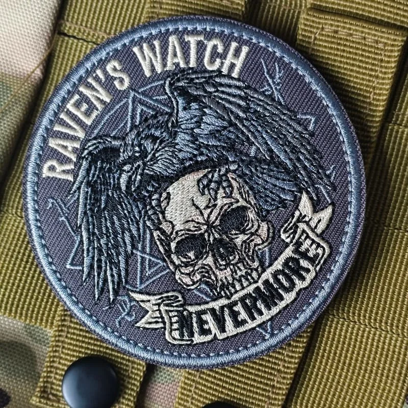 Parche táctico bordado RAVEN'S WATCH NEVERMORE gancho y bucle chaleco - imagen 3